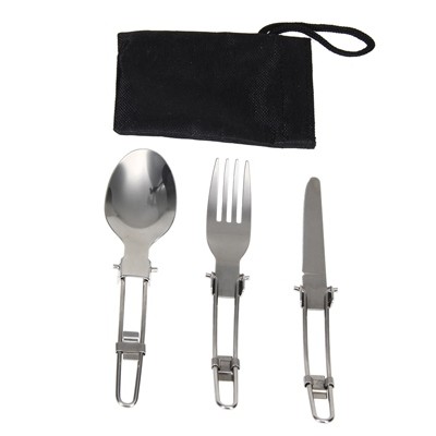 ODP 0023 Foldable 3-in-1 Stainless Steel Cutlery Set