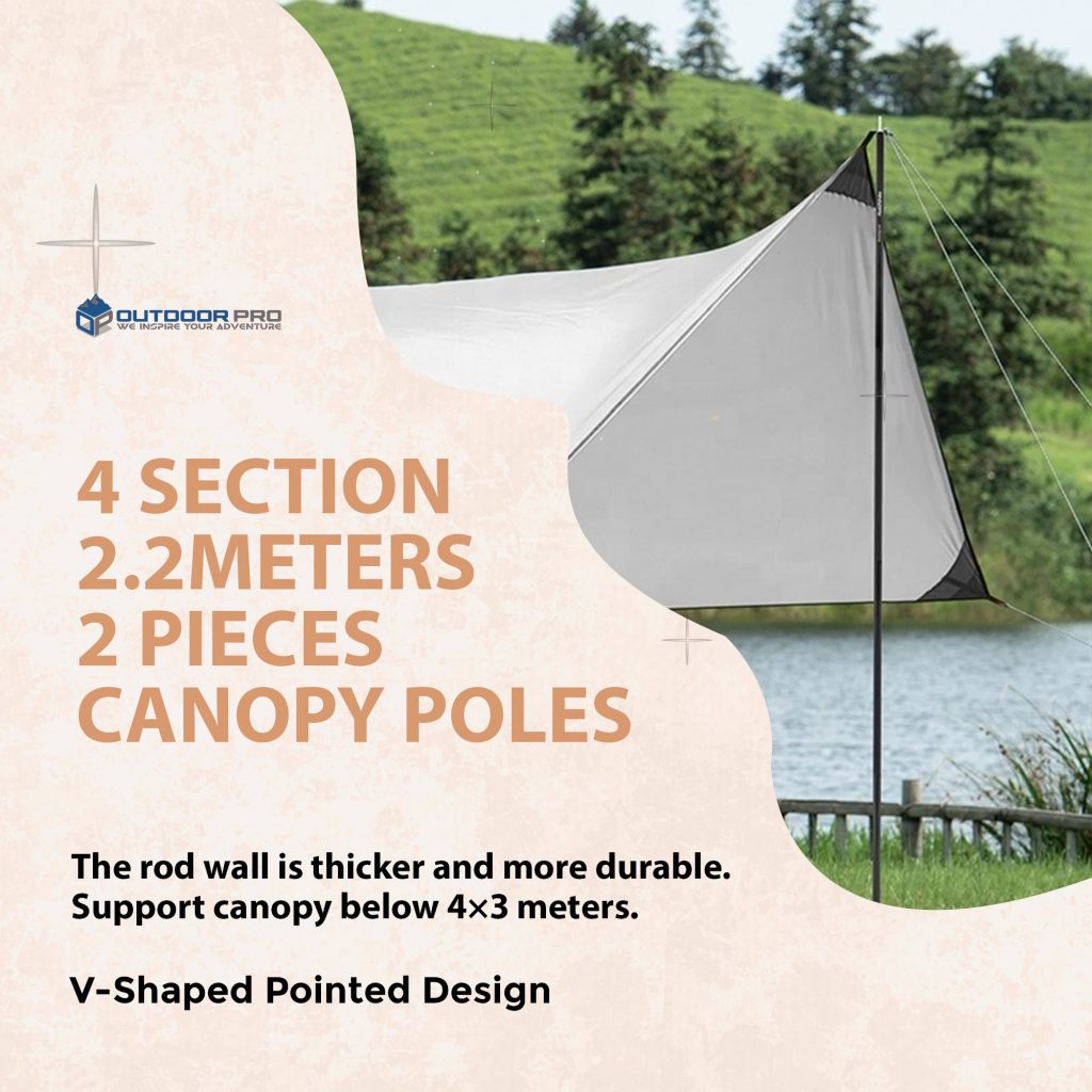 Naturehike 4 Section 2.2meters Steel Canopy Poles 2pcs