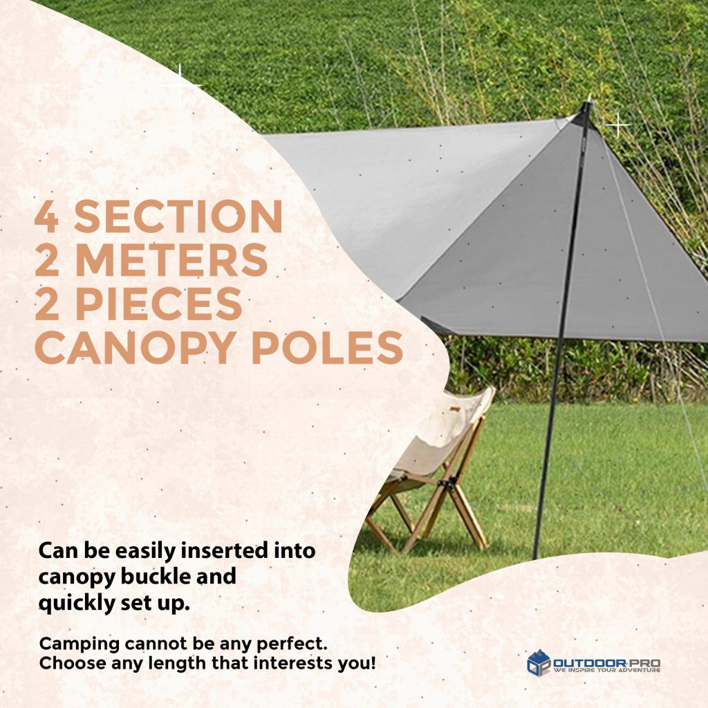 Naturehike 4 Section 2meters Steel Canopy Poles 2pcs
