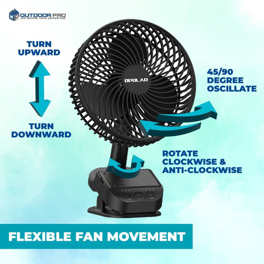 OPOLAR 10,000MAH OSCILLATING CAMPING CLIP FAN WH81