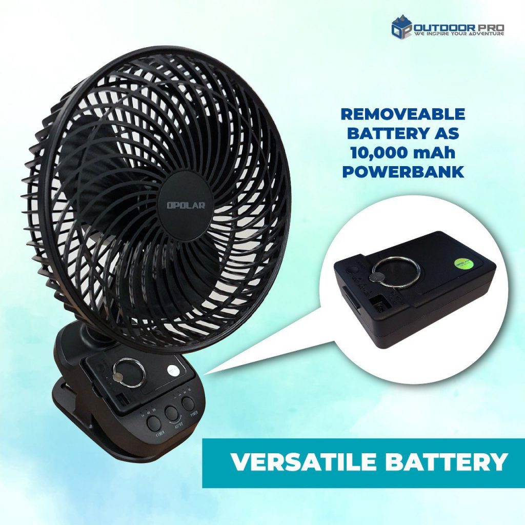 OPOLAR 10,000MAH OSCILLATING CAMPING CLIP FAN WH81