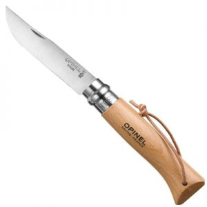 Opinel N°08 Stainless Steel Leather Lace beechwood