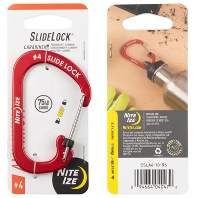 Nite Ize Slidelock Carabiner Aluminum #4 red