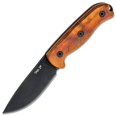 Ontario Knife Company TAK-2 Fixed Blade Knife 1075 Black Drop Point with Stabilized Hardwood Handles ON8664
