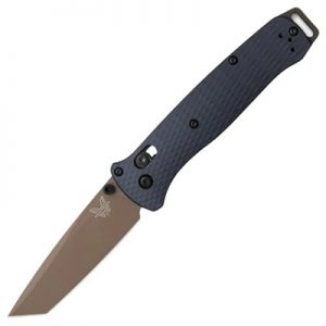 Benchmade Bailout Axis Lock Folding Knife Flat Dark Earth Cerakote Blade with Crater Blue Aluminum Handle 537FE-02