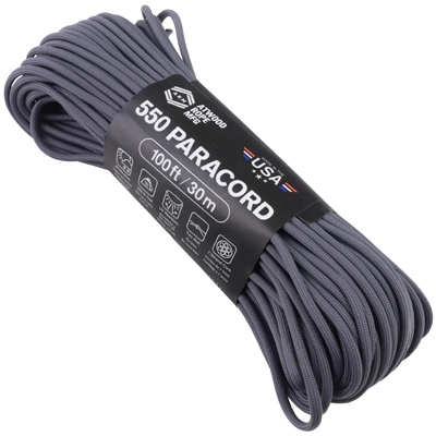 Atwood Rope MFG Paracord 550 Type 7 Strands 100 Feet Graphite