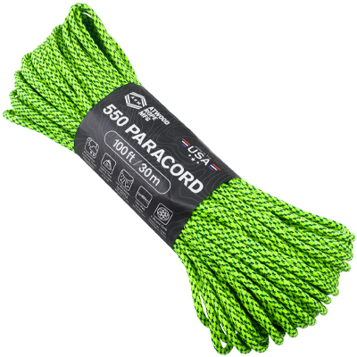 Atwood Rope MFG Paracord 550 Type 7 Strands 100 Feet Green Spec