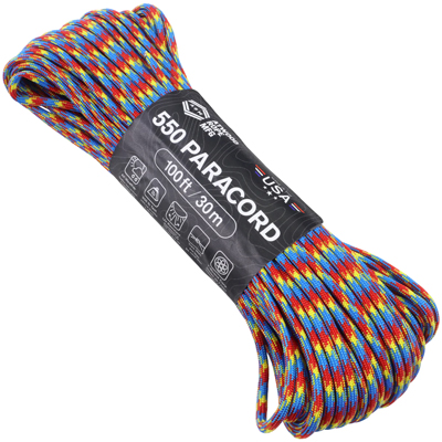 Atwood Rope MFG Paracord 550 Type 7 Strands 100 Feet Hot Shot