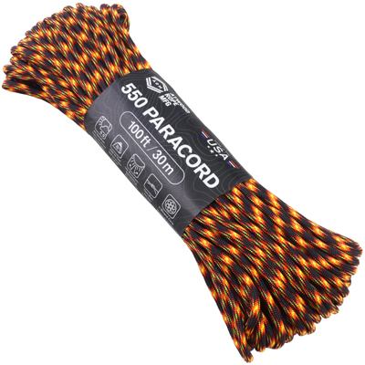 Atwood Rope MFG Paracord 550 Type 7 Strands 100 Feet Lava Flow