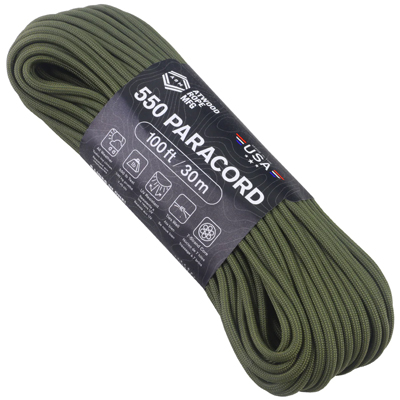 Atwood Rope MFG Paracord 550 Type 7 Strands 100 Feet Olive Drab