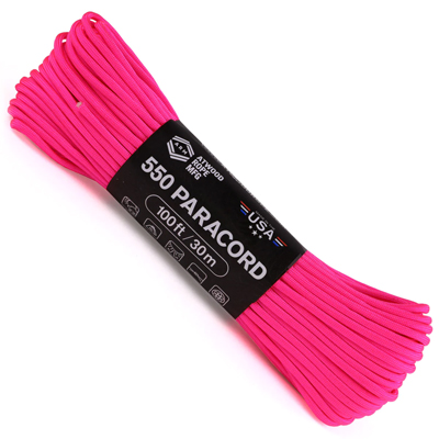 Atwood Rope MFG Paracord 550 Type 7 Strands 100 Feet Pink