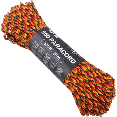 Atwood Rope MFG Paracord 550 Type 7 Strands 100 Feet Wild Fire