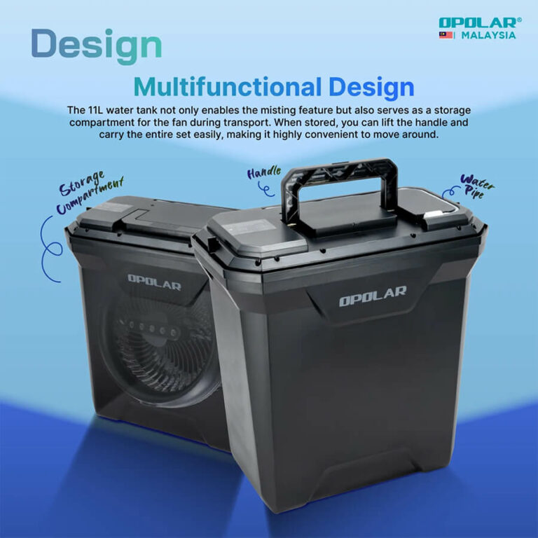 Opolar F6201 11L Water Tank Oscillating & Rechargeable Mist Fan In 10 Inch