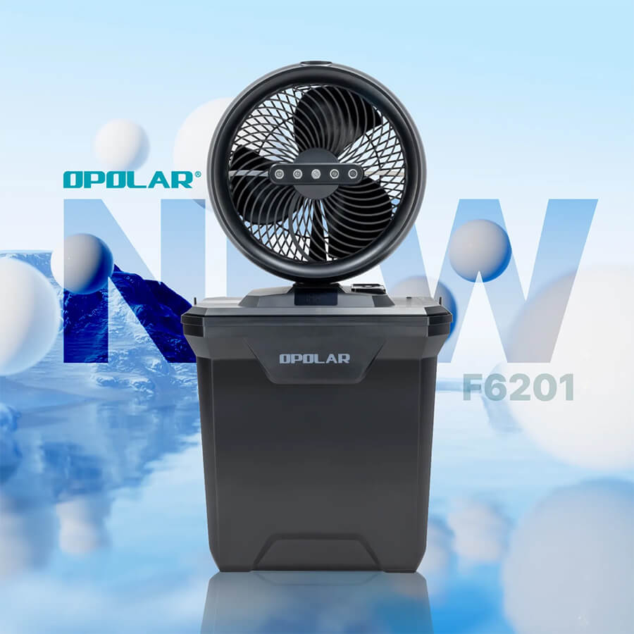 Opolar F6201 11L Water Tank Oscillating & Rechargeable Mist Fan In 10 Inch