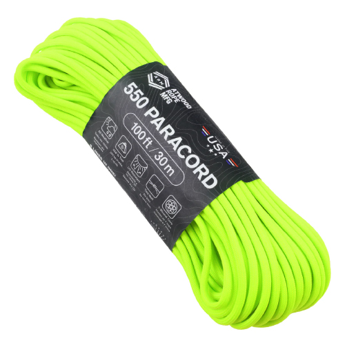 Atwood Rope MFG Paracord 550 Type 7 Strands 100 Feet Neon Green